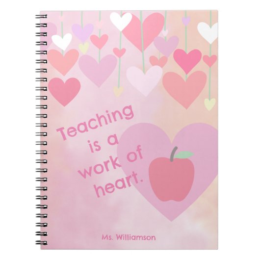 先生鑑賞感謝していAppleハートモノグラム ノートブック (正面)