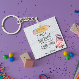 先生鑑賞格言とハート キーホルダー