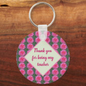 先生鑑賞用ピンクローズパターンフローラ キーホルダー (正面)