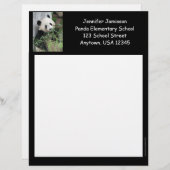 先生鑑賞用文房具、パンダ、ブラックトリム レターヘッド (正面/裏面)