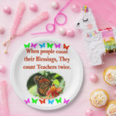 先生鑑賞蝶デザイン ペーパープレート (パーティー)