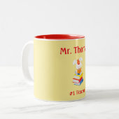 先生鑑賞黄色と赤 ツートーンマグカップ (正面左)