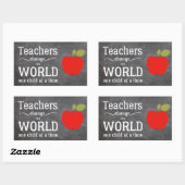 先生黒板赤りんごタイポグラフィ引用文 長方形シール (シート)