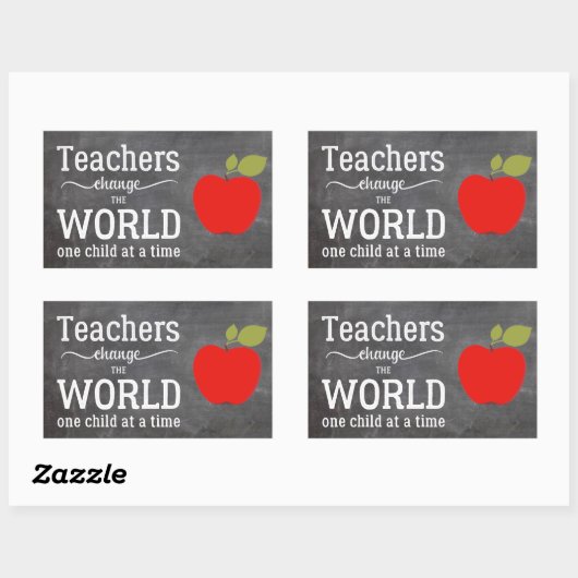 先生黒板赤りんごタイポグラフィ引用文 長方形シール (シート)