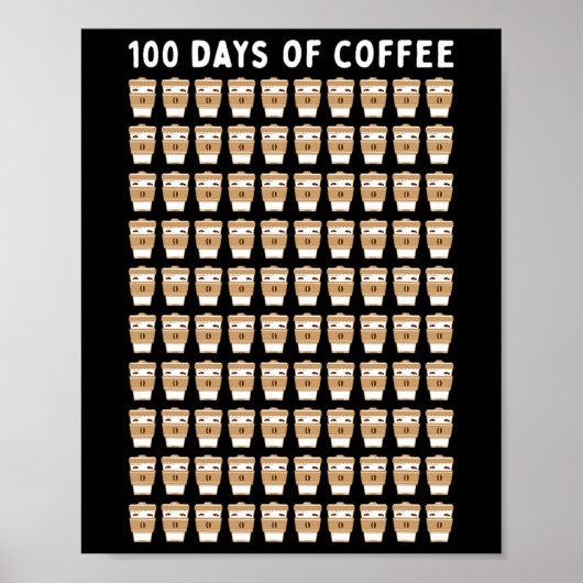 先生100コーヒーカップ100日学校 ポスター (正面)