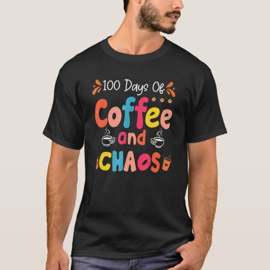 先生100日のコーヒーとカオスハッピー100th D Tシャツ (正面)