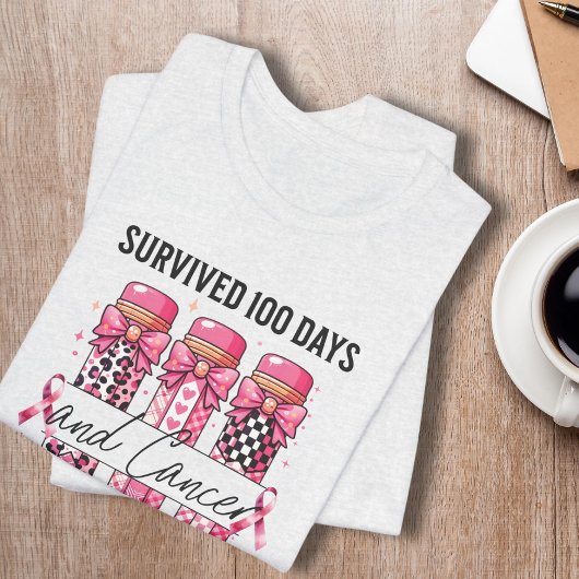 先生100日の学校がん生存者 Tシャツ