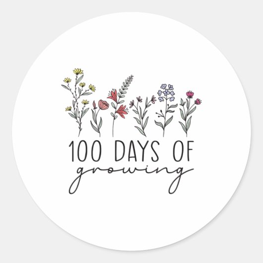 先生100日成長100日お祝いT ラウンドシール (正面)