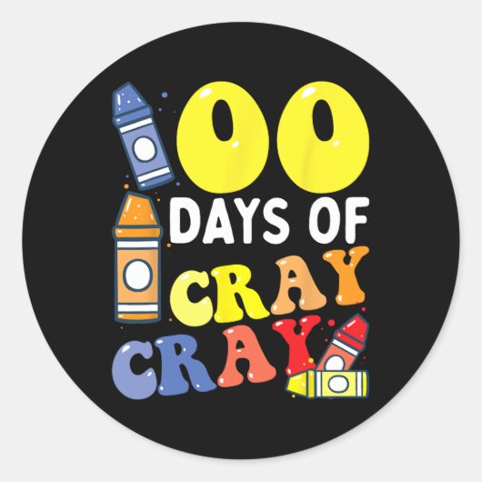 先生100日Cray Cray 100th Day Of School Boy ラウンドシール (正面)