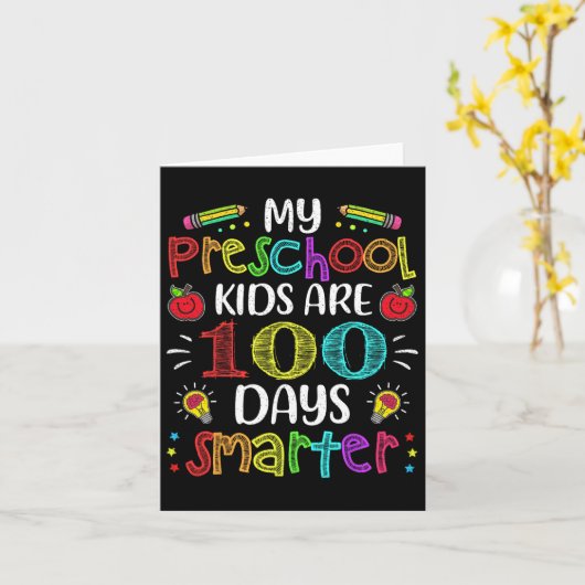 先生100頭が切れる日100日目の学校贈り物 カード (黄色い花)