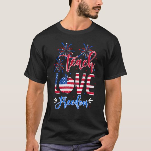 先生7月4日の赤白と青アメリカ Tシャツ (正面)