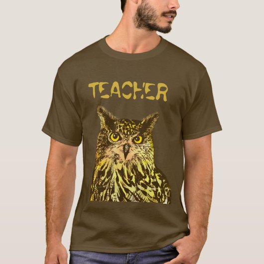 先生、イーグルフクロウTシャツ Tシャツ (正面)