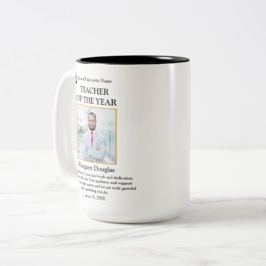 先生・オブ・ザ・イヤー写真と感謝メッセージ ツートーンマグカップ (正面左)