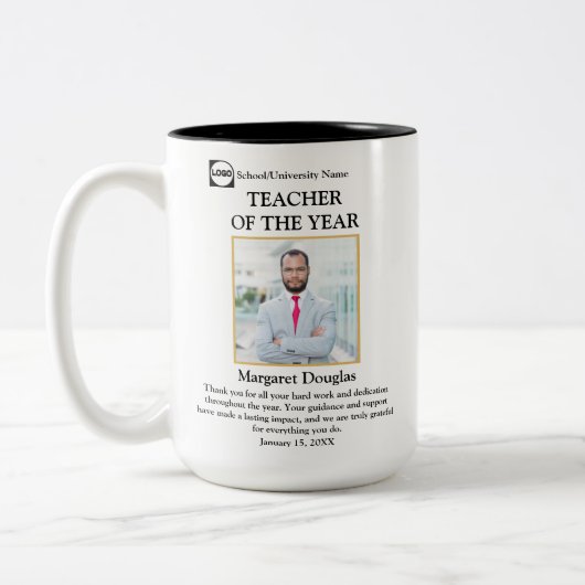 先生・オブ・ザ・イヤー写真と感謝メッセージ ツートーンマグカップ (左)