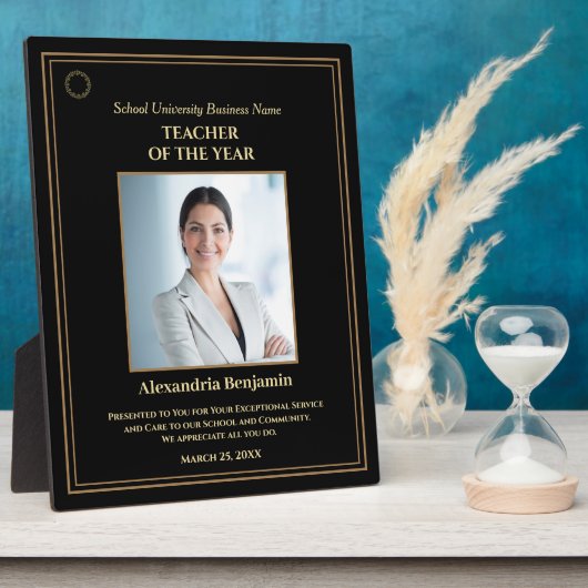 先生・オブ・ザ・イヤー・フォト金ゴールド・パーソナライズ賞 フォトプラーク (側面)