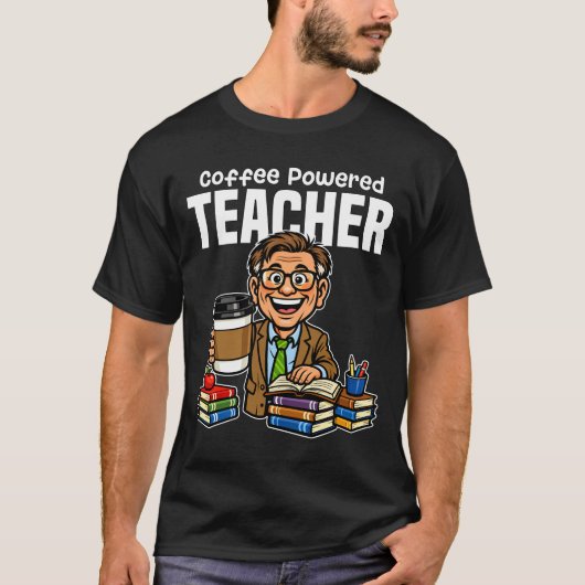 先生 - コーヒーで活力アップ Tシャツ (正面)