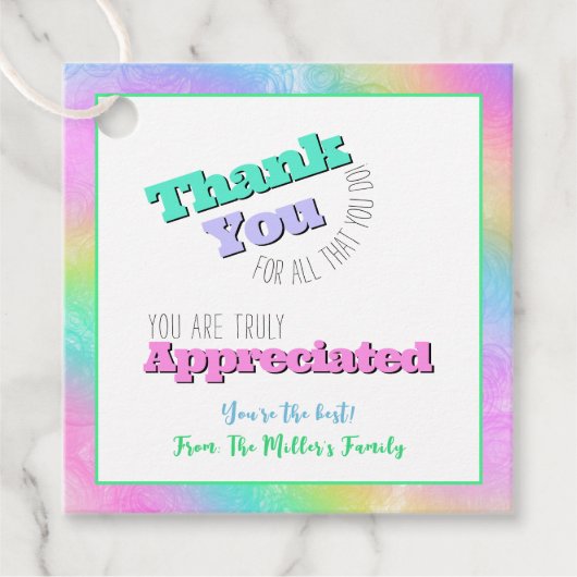 先生/スタッフの感謝ありがとうギフトラベル フェイバータグ (正面)