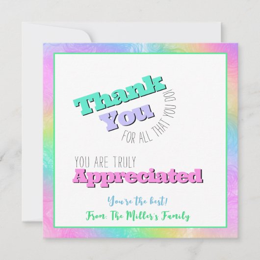 先生/スタッフの評価サンキューカード 招待状 (正面)