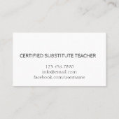 先生 |チューター・ホワイト・ビジネス・カード 名刺 (裏面)