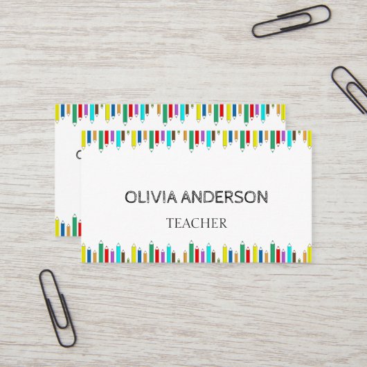 先生 |チューター・ホワイト・ビジネス・カード 名刺 (正面/裏面インサイチュ)