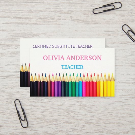 先生 |チューター・ホワイト・ビジネス・カード 名刺 (正面/裏面インサイチュ)