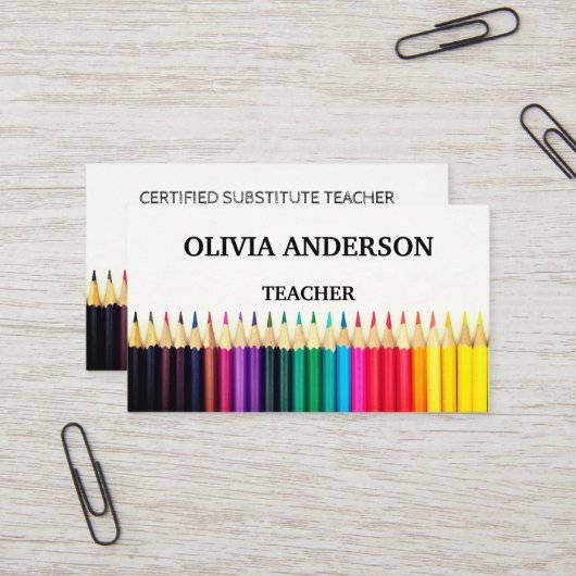 先生 |チューター・ホワイト・ビジネス・カード 名刺 (正面/裏面インサイチュ)