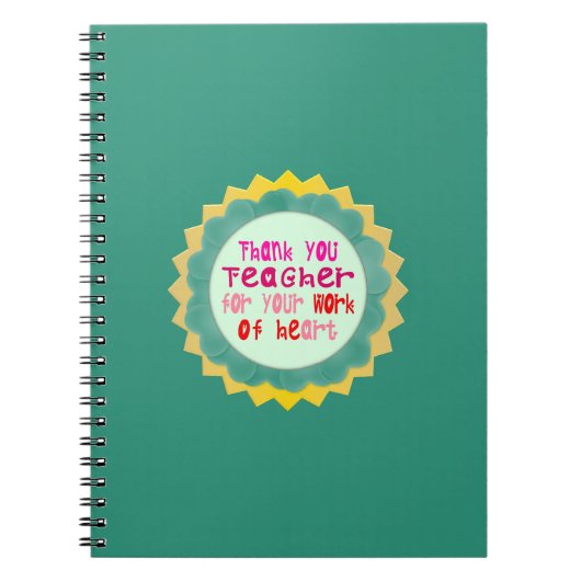 先生、ハートに感謝 ノートブック (正面)