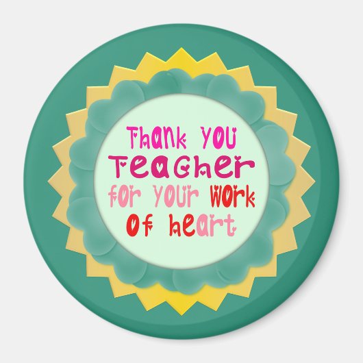 先生、ハートに感謝 マグネット (正面)