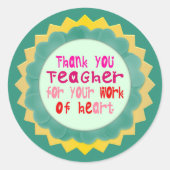 先生、ハートに感謝 ラウンドシール (正面)