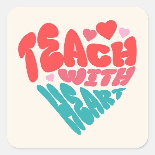 先生(ハート) スクエアシール (正面)