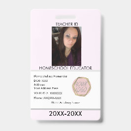 先生・ホームスクール・ママID・ピンク・バッジ バッジ