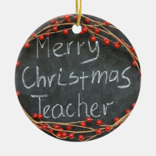 先生・メリークリスマス他面セラミック製ホーン セラミックオーナメント (正面)