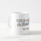 先生&ユニークイースターバニーと本 コーヒーマグカップ (正面左)