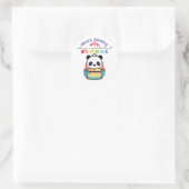 先生 初登校日 クラス 歓迎 かわいいパンダ ラウンドシール (バッグ)