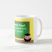 先生、卒業の告別、かわいいフクロウありがとう コーヒーマグカップ (正面右)