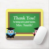 先生、卒業の告別、かわいいフクロウありがとう マウスパッド (マウス)