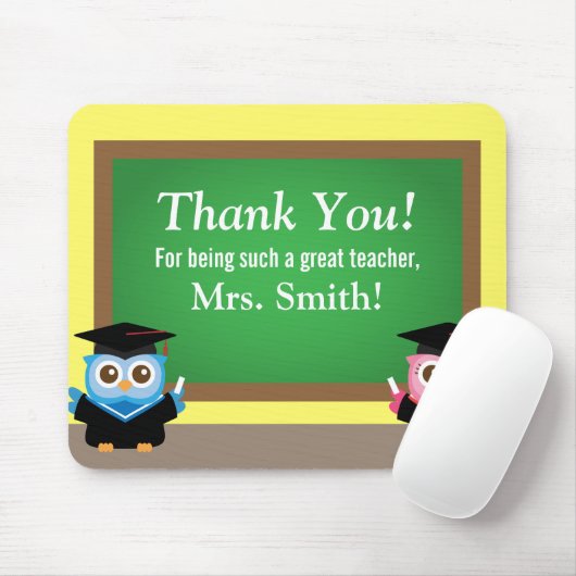 先生、卒業の告別、かわいいフクロウありがとう マウスパッド (マウス)
