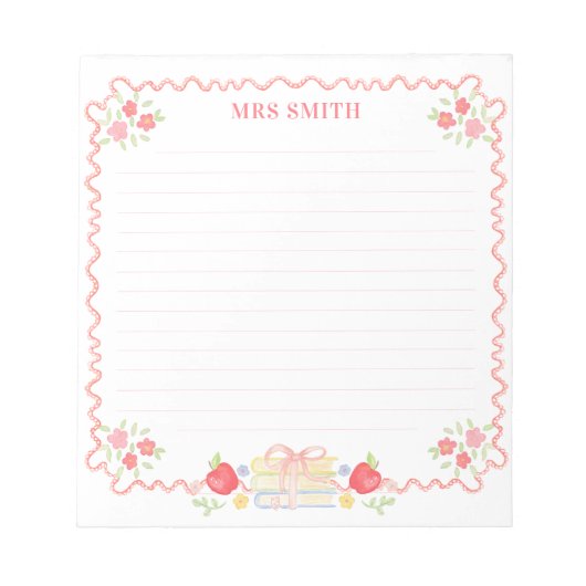 先生 |学校の紋章 |モノグラム ノートパッド (正面)