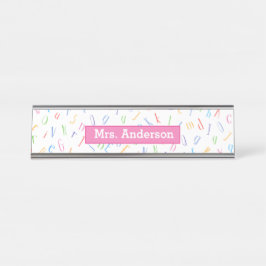 先生/家庭教師 – かわいいアルファベットの柄  デスクネームプレート