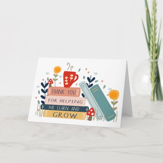 先生 感謝しています。私の成長を助けてくれて、 本が好き カード (正面)