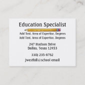 先生/教育機関別名刺(SRF) 名刺 (裏面)