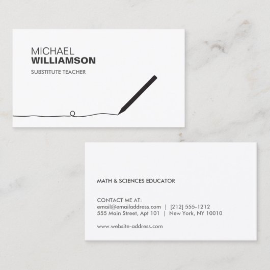 先生、教育者鉛筆名刺 名刺 (正面/裏面)