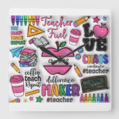 先生：燃料、愛、リピインスパイアート スクエア壁時計 (正面)