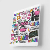 先生：燃料、愛、リピインスパイアート スクエア壁時計 (傾斜)