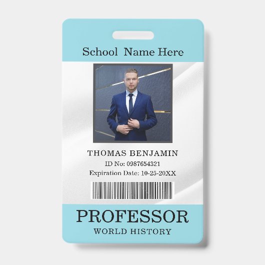 先生 ID カード 名前 学校 テンプレート 写真 バッジ (正面)