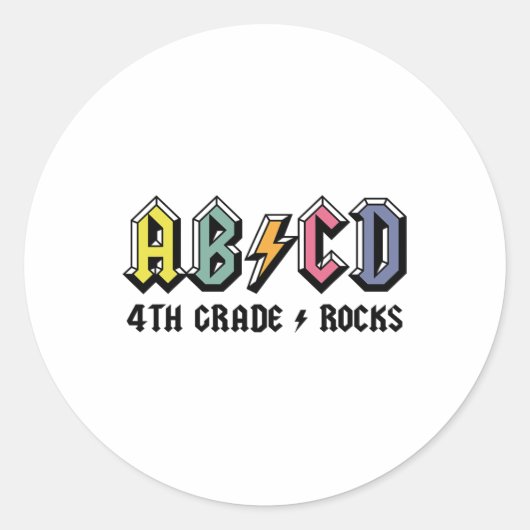 先生ABCDロック 4年生 Rocks 新学期 ラウンドシール (正面)