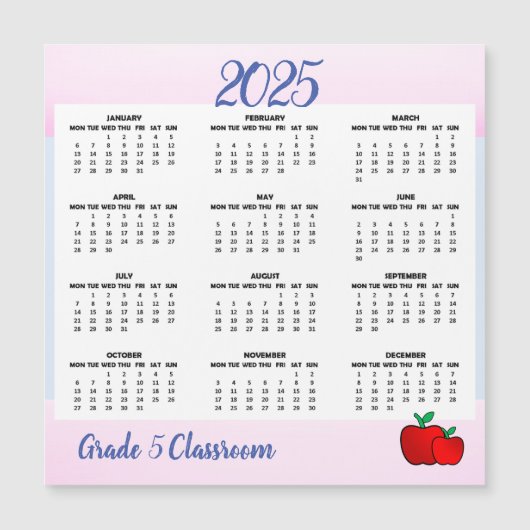先生Appleカレンダー2025磁気カード (正面)