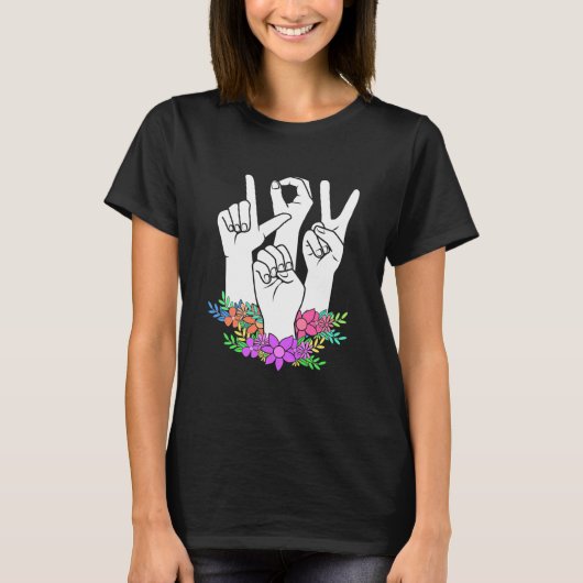 先生ASLハンドサイン Tシャツ (正面)