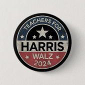 先生for Kamala Harris Tim Walz 2024 缶バッジ (正面)