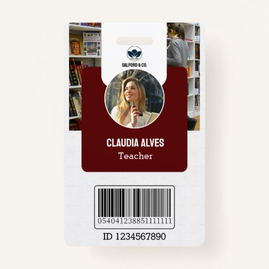 先生IDカード |ネイビーコラージースクールIDカード バッジ (正面)